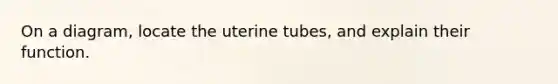 On a diagram, locate the uterine tubes, and explain their function.