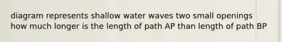 diagram represents shallow water waves two small openings how much longer is the length of path AP than length of path BP