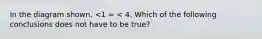 In the diagram shown, <1 = < 4. Which of the following conclusions does not have to be true?