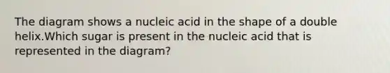 The diagram shows a nucleic acid in the shape of a double helix.Which sugar is present in the nucleic acid that is represented in the diagram?