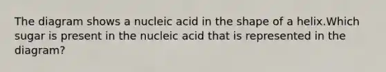 The diagram shows a nucleic acid in the shape of a helix.Which sugar is present in the nucleic acid that is represented in the diagram?