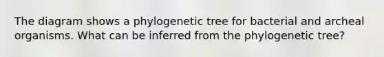 The diagram shows a phylogenetic tree for bacterial and archeal organisms. What can be inferred from the phylogenetic tree?