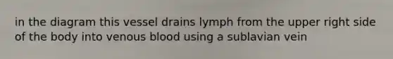 in the diagram this vessel drains lymph from the upper right side of the body into venous blood using a sublavian vein