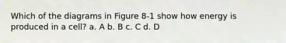 Which of the diagrams in Figure 8-1 show how energy is produced in a cell? a. A b. B c. C d. D