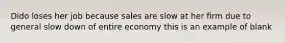 Dido loses her job because sales are slow at her firm due to general slow down of entire economy this is an example of blank