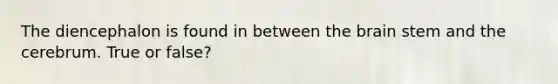 The diencephalon is found in between the brain stem and the cerebrum. True or false?