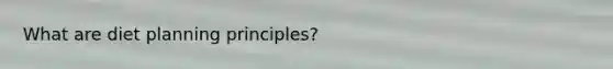 What are diet planning principles?