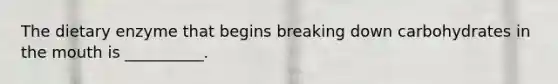 The dietary enzyme that begins breaking down carbohydrates in the mouth is __________.