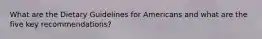What are the Dietary Guidelines for Americans and what are the five key recommendations?