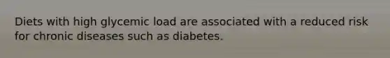 Diets with high glycemic load are associated with a reduced risk for chronic diseases such as diabetes.