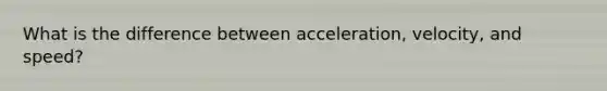 What is the difference between acceleration, velocity, and speed?
