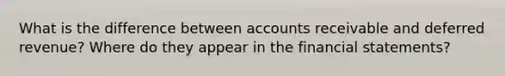 What is the difference between accounts receivable and deferred revenue? Where do they appear in the financial statements?