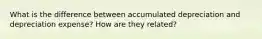 What is the difference between accumulated depreciation and depreciation expense? How are they related?