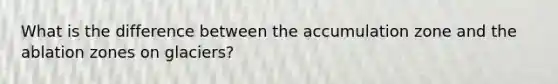 What is the difference between the accumulation zone and the ablation zones on glaciers?
