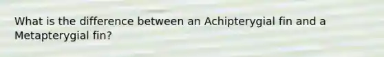 What is the difference between an Achipterygial fin and a Metapterygial fin?
