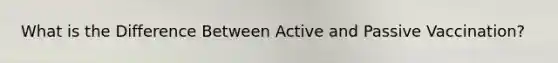 What is the Difference Between Active and Passive Vaccination?
