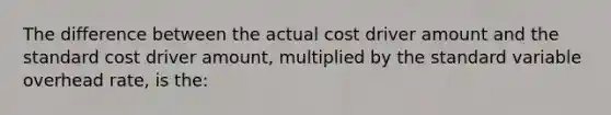 The difference between the actual cost driver amount and the standard cost driver amount, multiplied by the standard variable overhead rate, is the: