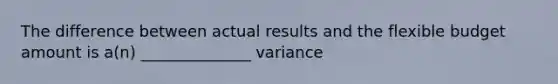 The difference between actual results and the flexible budget amount is a(n) ______________ variance