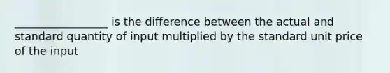 _________________ is the difference between the actual and standard quantity of input multiplied by the standard unit price of the input