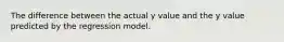 The difference between the actual y value and the y value predicted by the regression model.