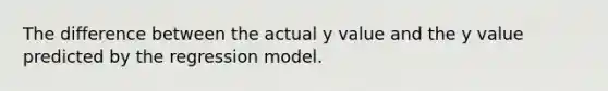 The difference between the actual y value and the y value predicted by the regression model.