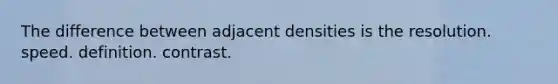 The difference between adjacent densities is the resolution. speed. definition. contrast.