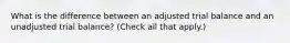 What is the difference between an adjusted trial balance and an unadjusted trial balance? (Check all that apply.)