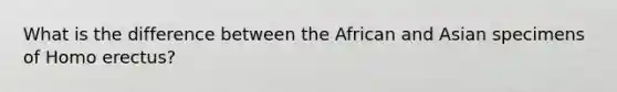 What is the difference between the African and Asian specimens of Homo erectus?