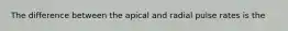 The difference between the apical and radial pulse rates is the