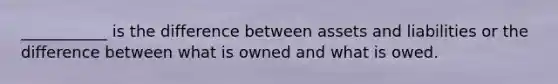 ___________ is the difference between assets and liabilities or the difference between what is owned and what is owed.