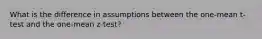 What is the difference in assumptions between the one-mean t-test and the one-mean z-test?