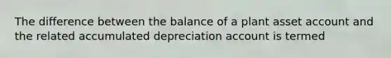 The difference between the balance of a plant asset account and the related accumulated depreciation account is termed