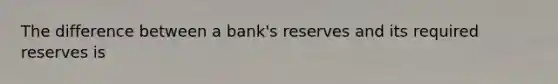 The difference between a bank's reserves and its required reserves is