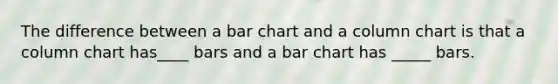 The difference between a bar chart and a column chart is that a column chart has____ bars and a bar chart has _____ bars.