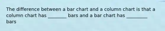 The difference between a bar chart and a column chart is that a column chart has ________ bars and a bar chart has _________ bars