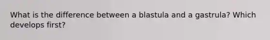 What is the difference between a blastula and a gastrula? Which develops first?