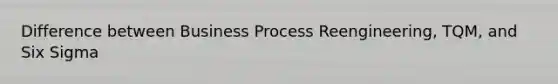 Difference between Business Process Reengineering, TQM, and Six Sigma