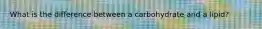 What is the difference between a carbohydrate and a lipid?