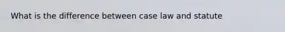 What is the difference between case law and statute