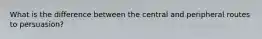 What is the difference between the central and peripheral routes to persuasion?