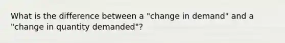 What is the difference between a "change in demand" and a "change in quantity demanded"?