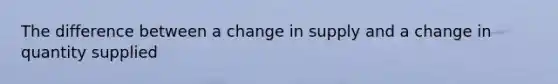 The difference between a change in supply and a change in quantity supplied