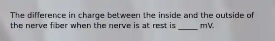 The difference in charge between the inside and the outside of the nerve fiber when the nerve is at rest is _____ mV.