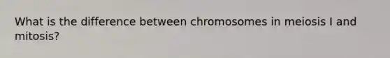 What is the difference between chromosomes in meiosis I and mitosis?