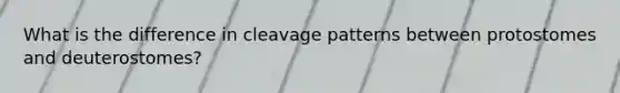 What is the difference in cleavage patterns between protostomes and deuterostomes?