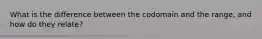 What is the difference between the codomain and the range, and how do they relate?