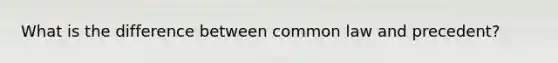 What is the difference between common law and precedent?
