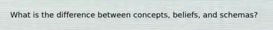 What is the difference between concepts, beliefs, and schemas?