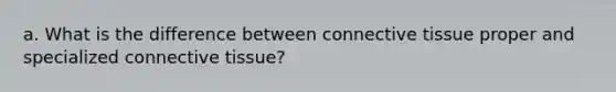 a. What is the difference between connective tissue proper and specialized connective tissue?