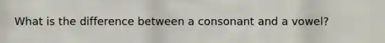 What is the difference between a consonant and a vowel?